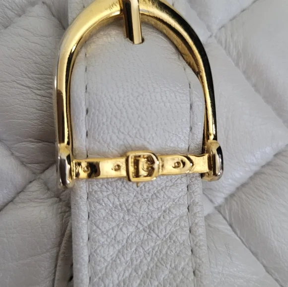 Quilted LEATHER Backpack with Gold Accents - Picture 7 of 10